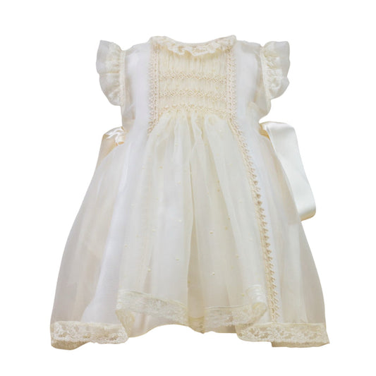 Emma Luxe Ivory 2-piece Handsmocked Dress