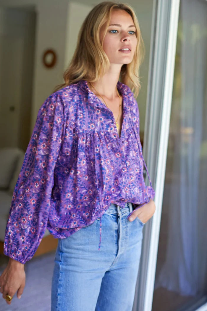 Emmaline Blouse - Violet Wildflower Organic