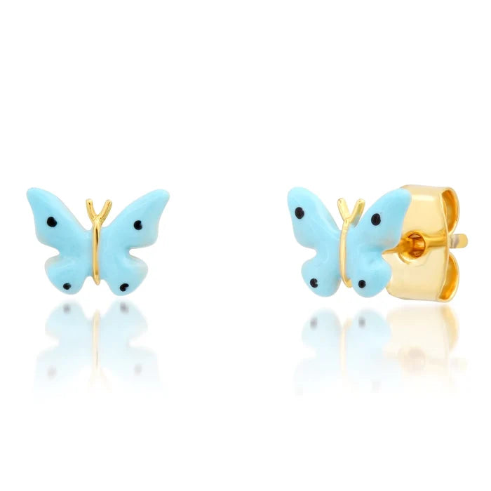 Enamel Butterfly Stud - Blue