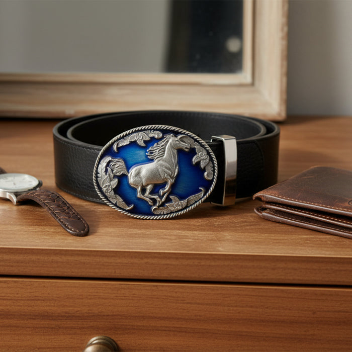 enamel galloping horse belt buckle