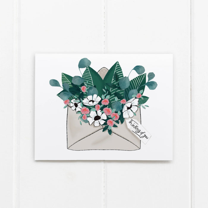 Envelope with Flowers Thinking of You Card