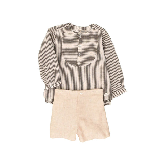 Erick Black and Beige Long Sleeve 2-Piece Boy Set