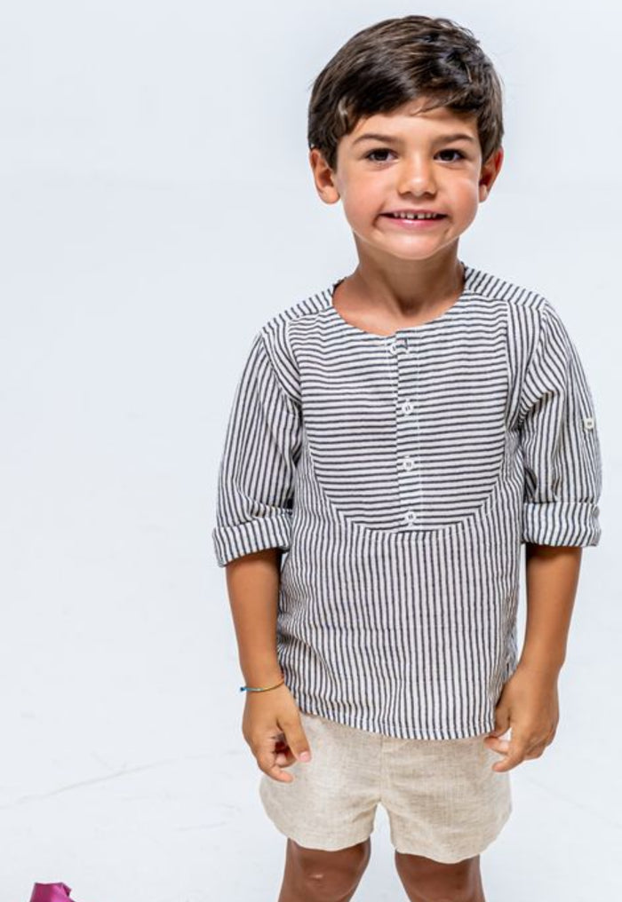 Erick Black and Beige Long Sleeve 2-Piece Boy Set