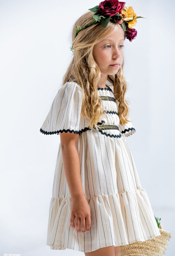 Ericka Beige and Black Girl Dress