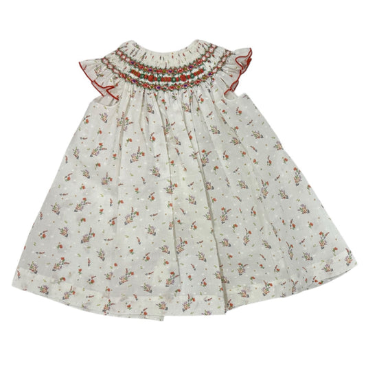 Esther Orange Plumetti Floral Handsmocked Dress