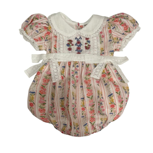 Evie Red Floral Handembroidered Romper