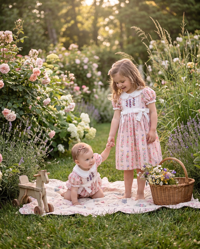 Evie Red Floral Handembroidered Romper