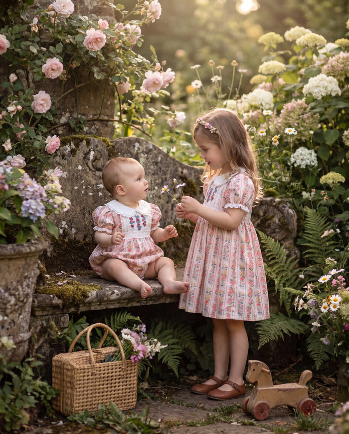Evie Red Floral Handembroidered Romper