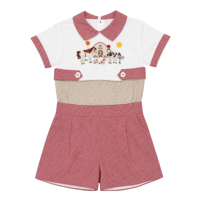 Farm Animals Boy French Knot 2-Pc Set