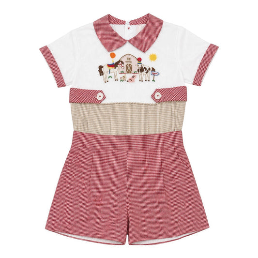 Farm Animals Boy French Knot 2-Pc Set