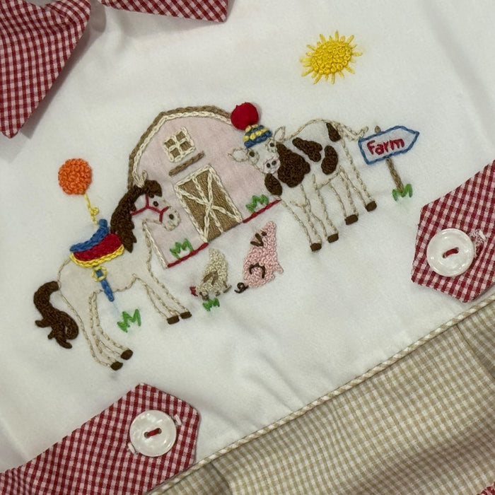 Farm Animals Boy French Knot 2-Pc Set