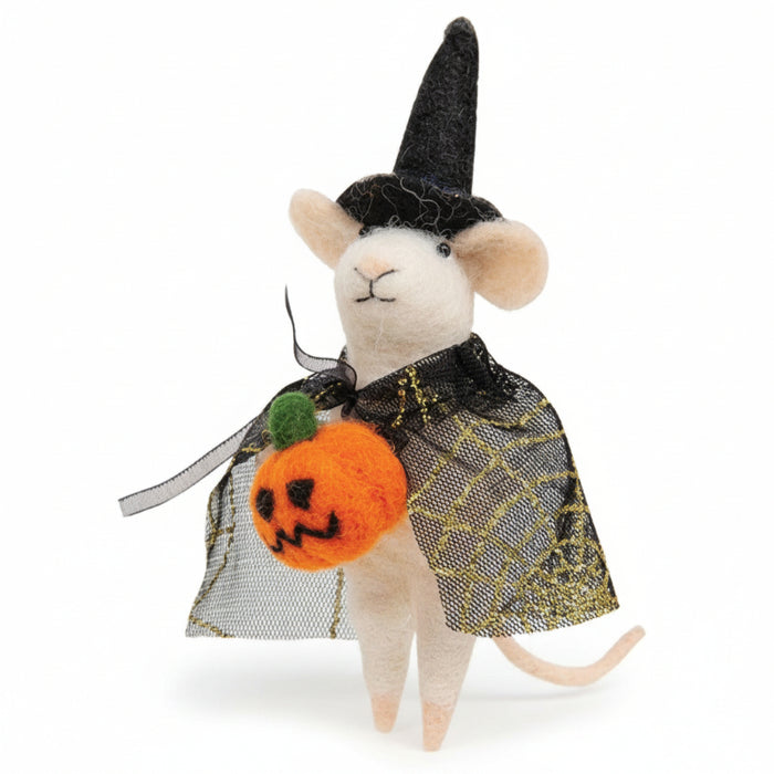 felted witch mouse ornament