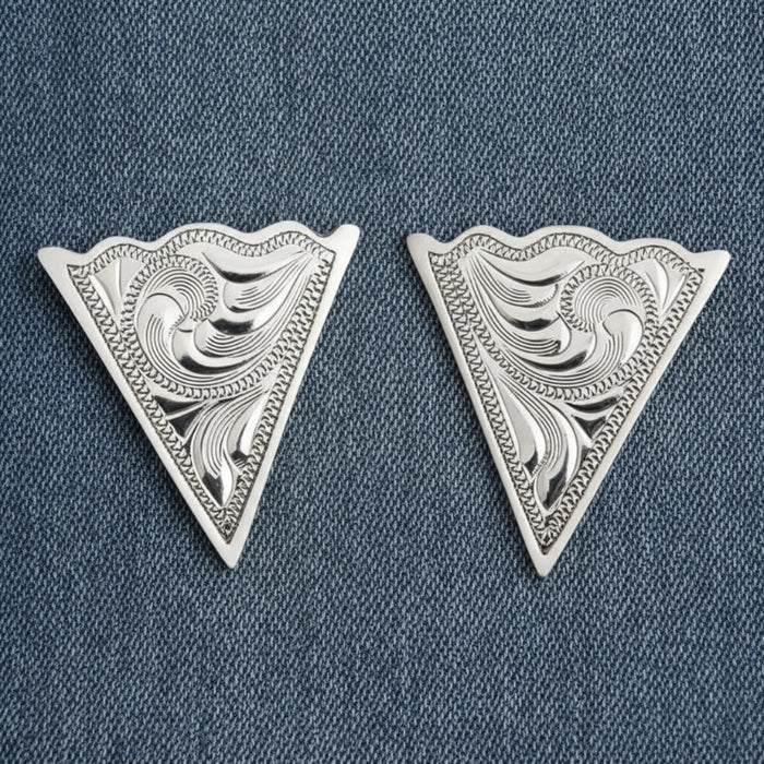 fine german silver engraved cowboy collar tips