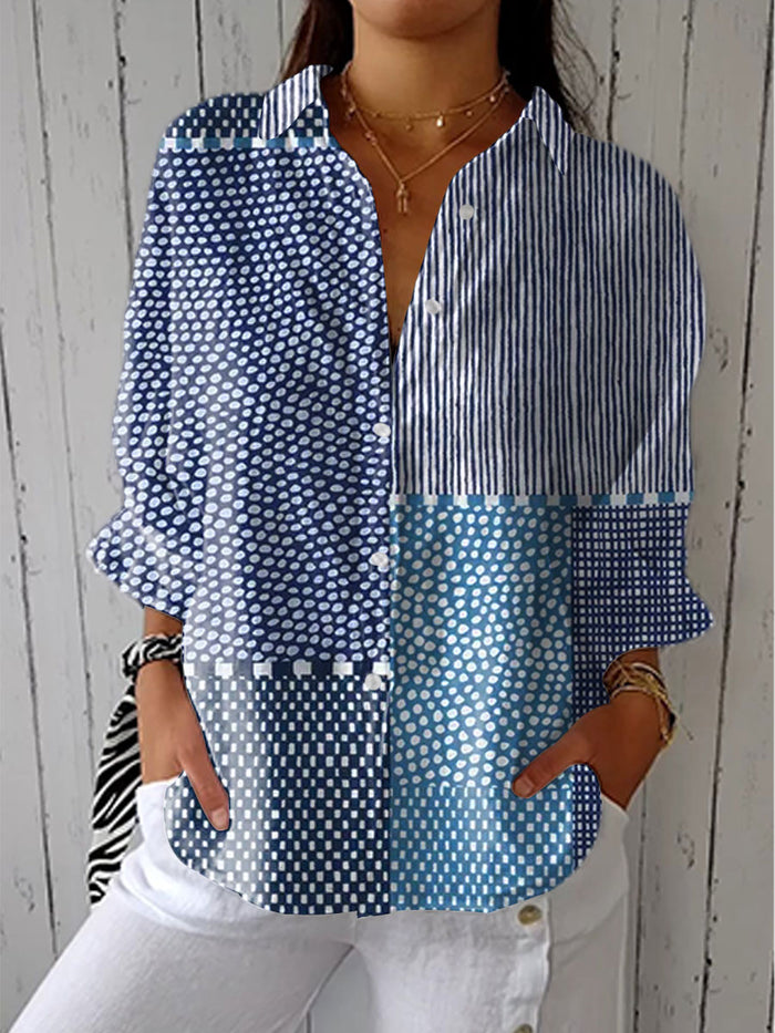 Fiora | Ocean Patchwork Blouse