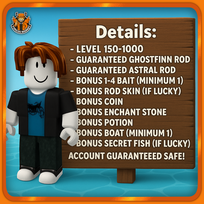 [FISH IT!] - Ghostfinn Rod + Astral Rod Stacked - 200 to 1000 lvl [RANDOM BONUS]