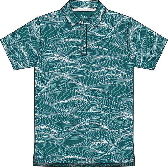"Fluid" Teal Spray - OGA Youth Polo - Teal / Gray Mist
