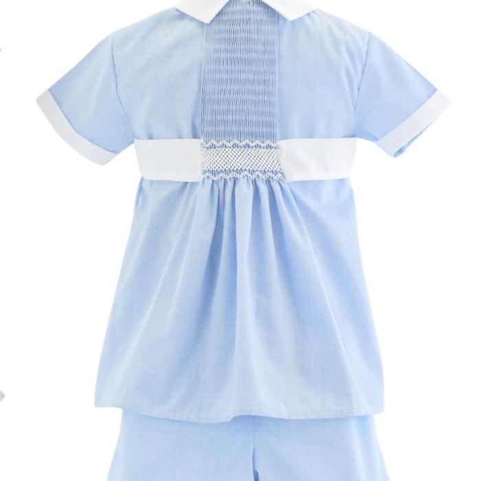 Forest Blue Handsmocked 2-Pc Boy Set