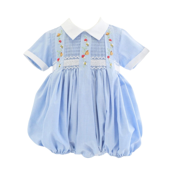 Forest Blue Handsmocked Boy Romper