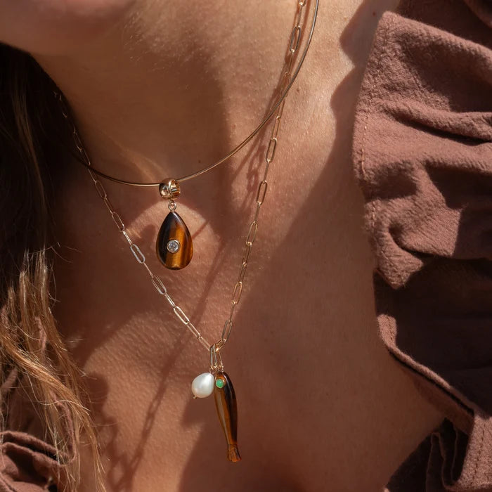 Fortuna Tiger's Eye Fish Charm