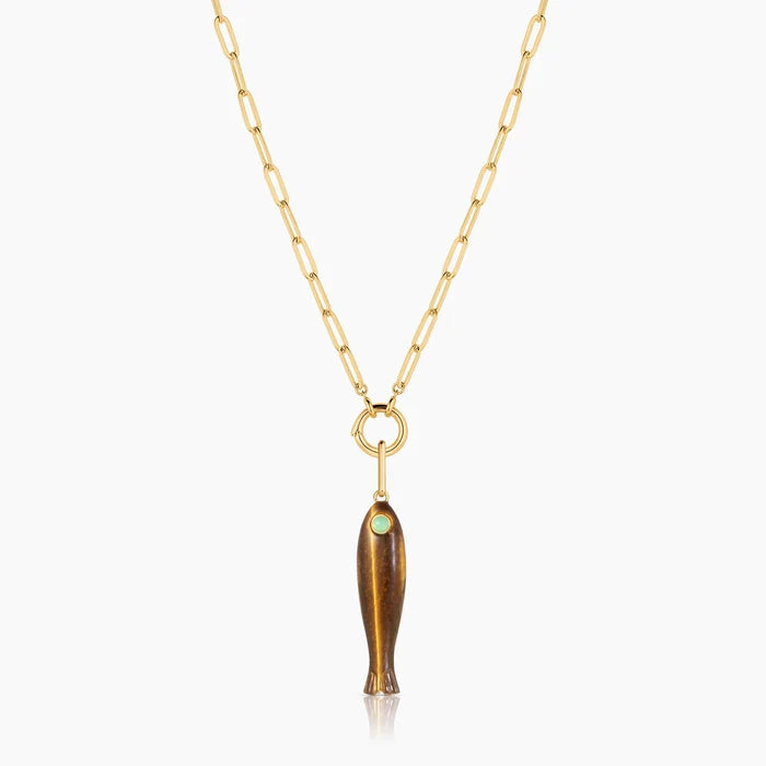 Fortuna Tiger's Eye Fish Charm