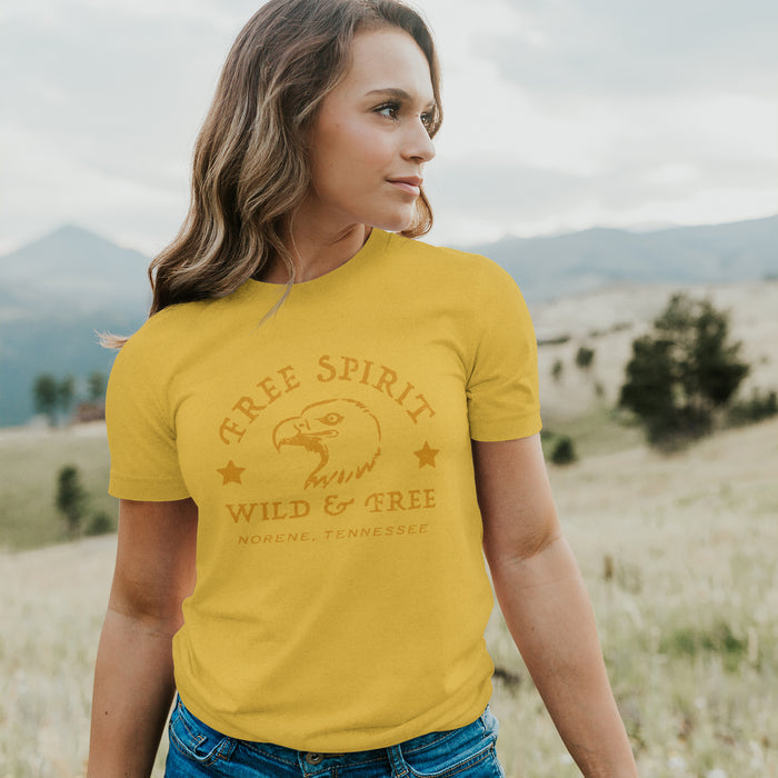 Free Spirit w/ City, State - Custom Duo-Tone T-Shirt