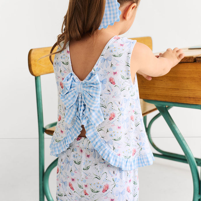 Gail Ruffled Bow Back Tank Pant Set
