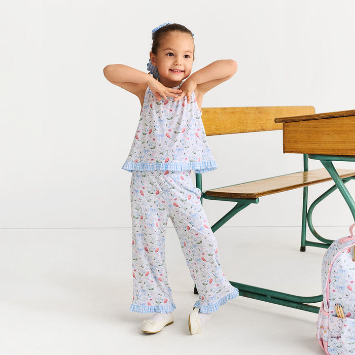 Gail Ruffled Bow Back Tank Pant Set