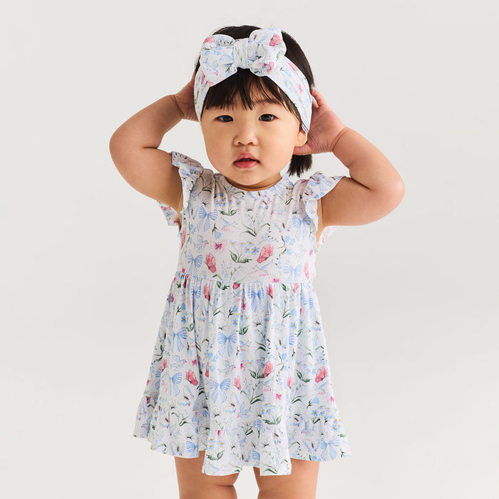 Gail Tie Back Ruffled Bodysuit Dress
