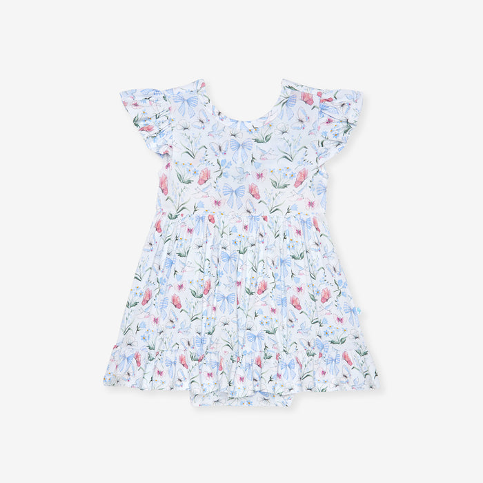 Gail Tie Back Ruffled Bodysuit Dress
