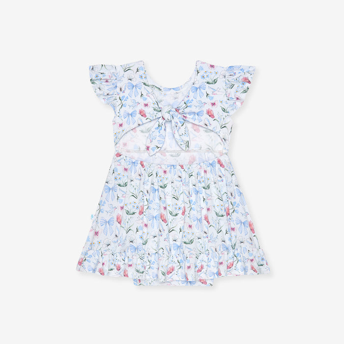 Gail Tie Back Ruffled Bodysuit Dress