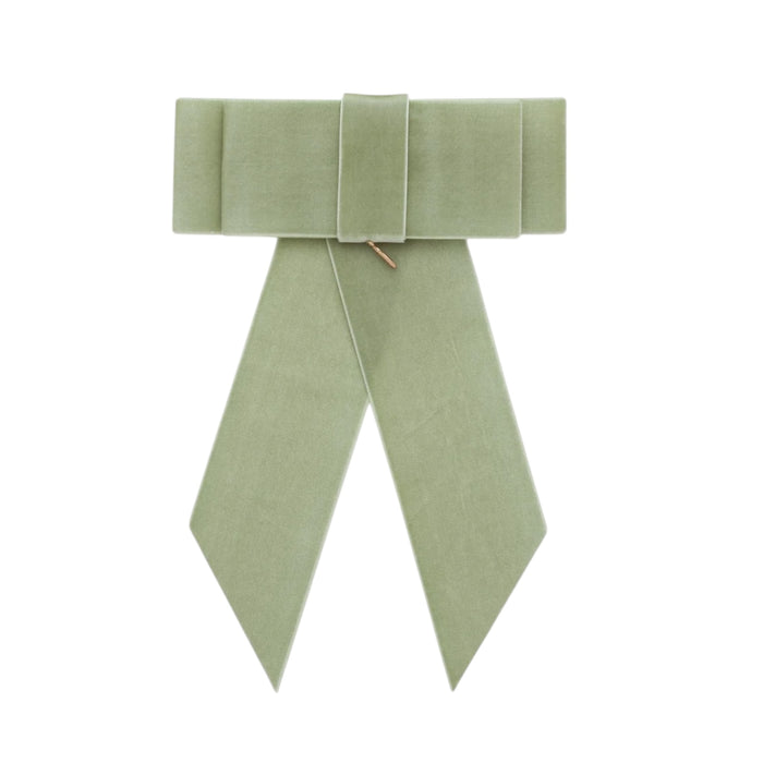 Gala Antique Green Color Velvet Bow