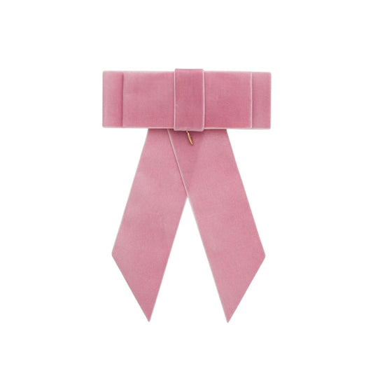 Gala Dusty Pink Velvet Bow with oversized long ribbon tails and soft dusty pink velvet finish