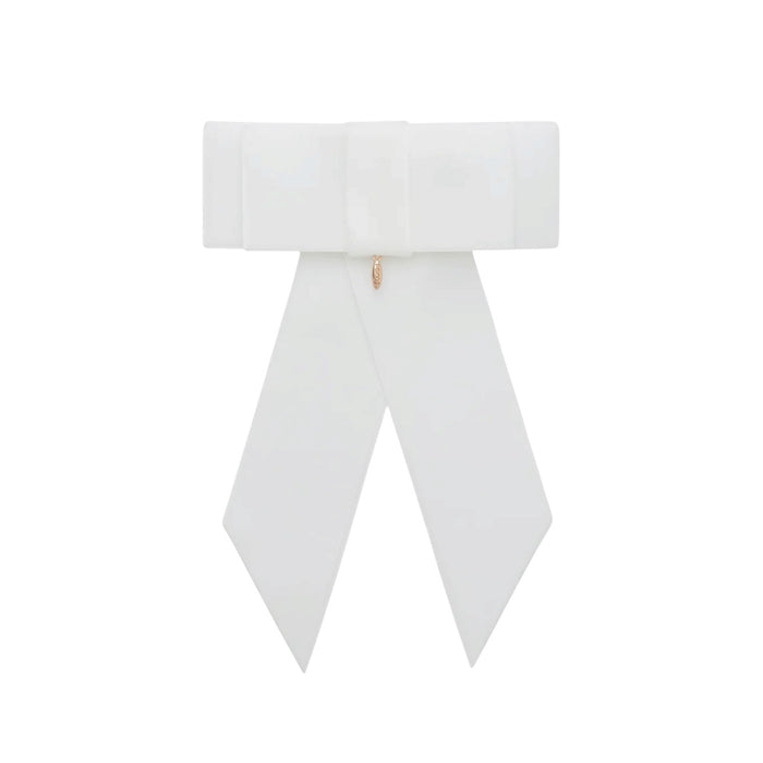 Gala White Velvet Bow with oversized long ribbon tails