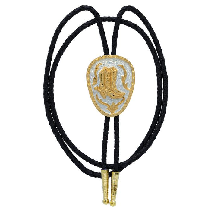 german silver and gold vermeil cowboy boots bolo tie