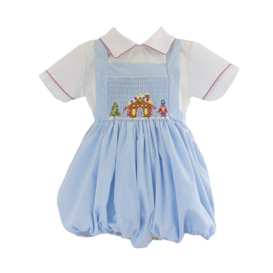 Gingercracker Blue Handsmocked Boy Bubble