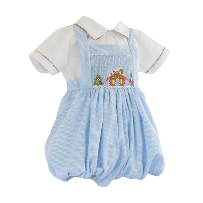 Gingercracker Blue Handsmocked Boy Bubble