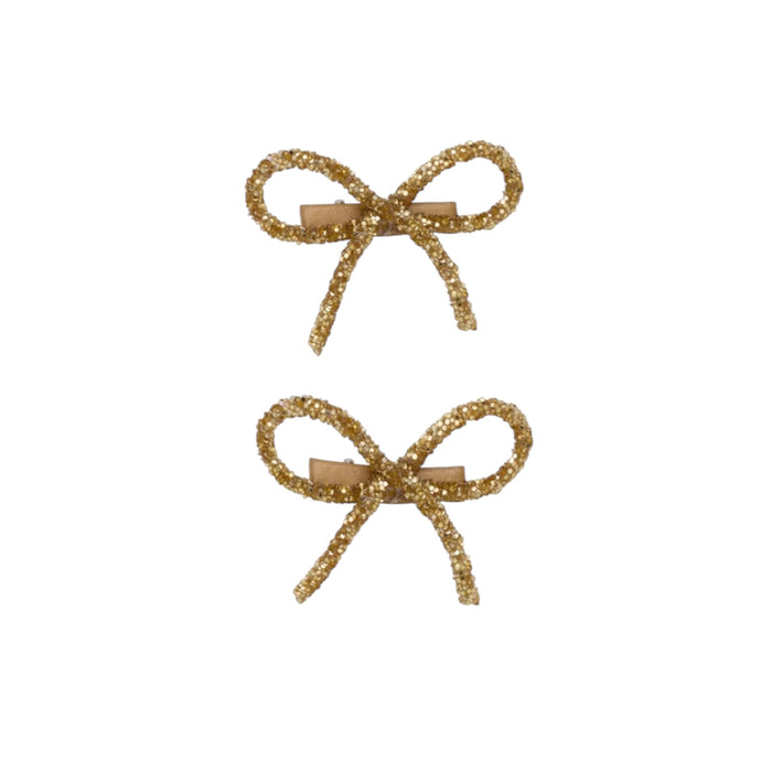 Glitter Bow Clips - Gold