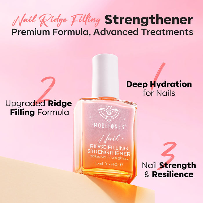 Nail Ridge Filler Strengthener Nail Care MODELONES #glitter-pink