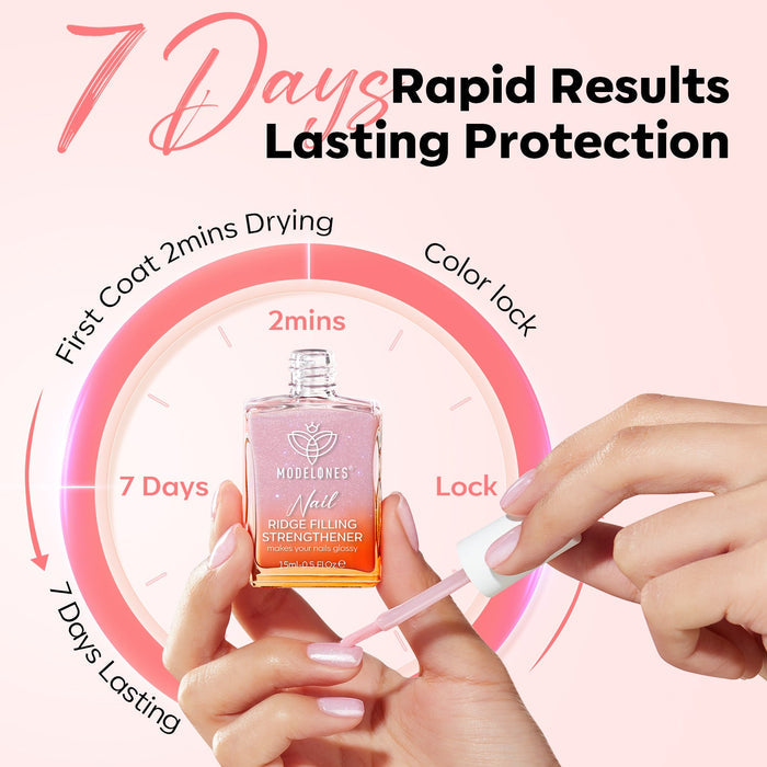 Nail Ridge Filler Strengthener Nail Care MODELONES #glitter-pink