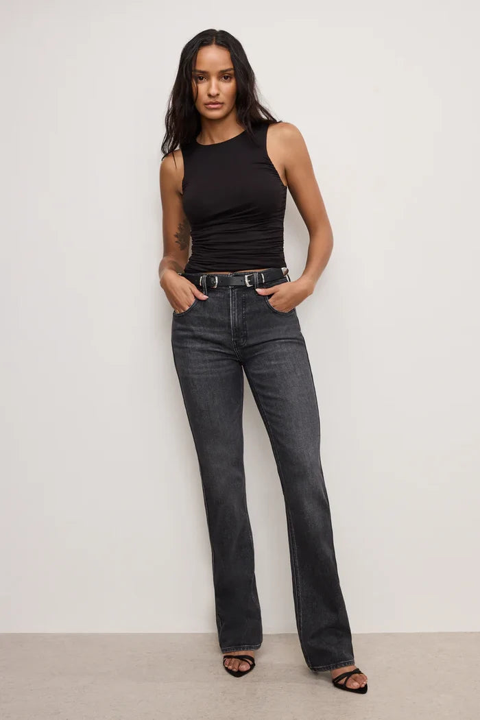 Grace Stretch Jersey Ruched Tank - Black