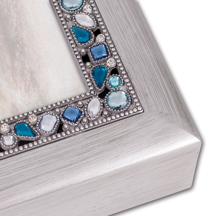 Granddaughter I Love You Brushed Silvertone Blue Jeweled Music Box Plays Wonderful World