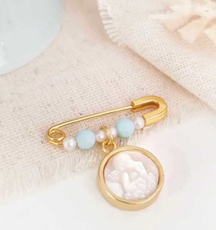 Guardian Angel Light Turquoise Baby Pin