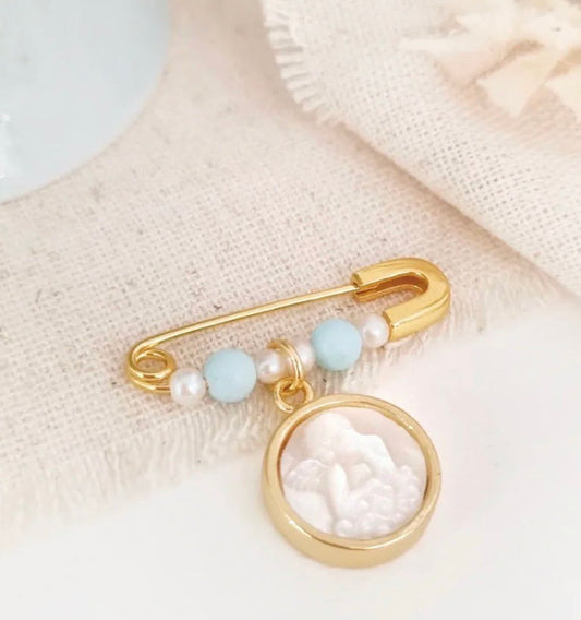 Guardian Angel Light Turquoise Baby Pin