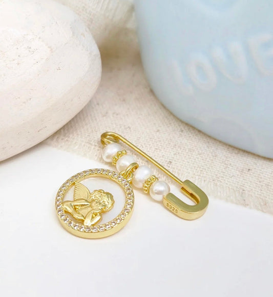 Guardian Angel Pearls Baby Pin