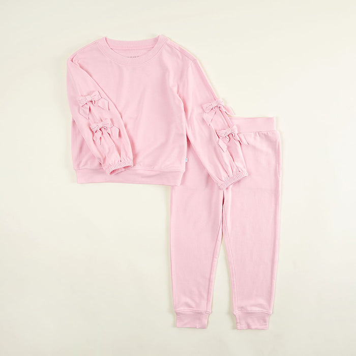 Harriet Blush French Terry Bow Sweatshirt Jogger Set