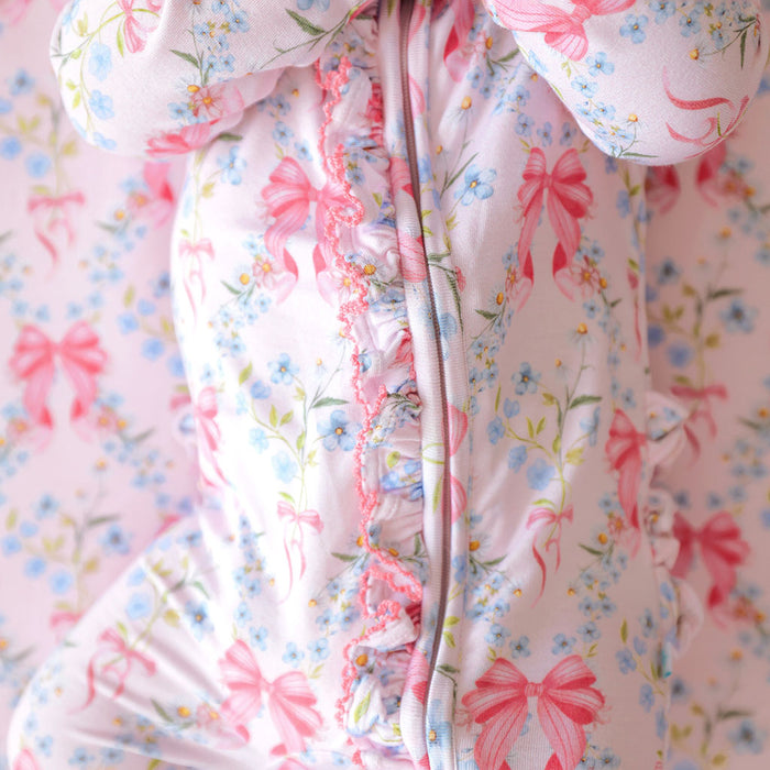 Harriet Picot Footie Ruffled Zippered One Piece