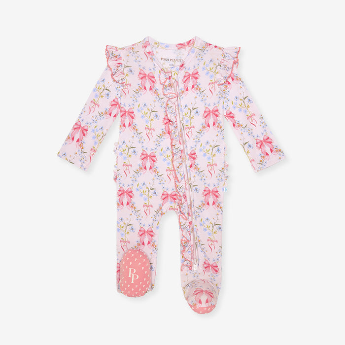 Harriet Picot Footie Ruffled Zippered One Piece