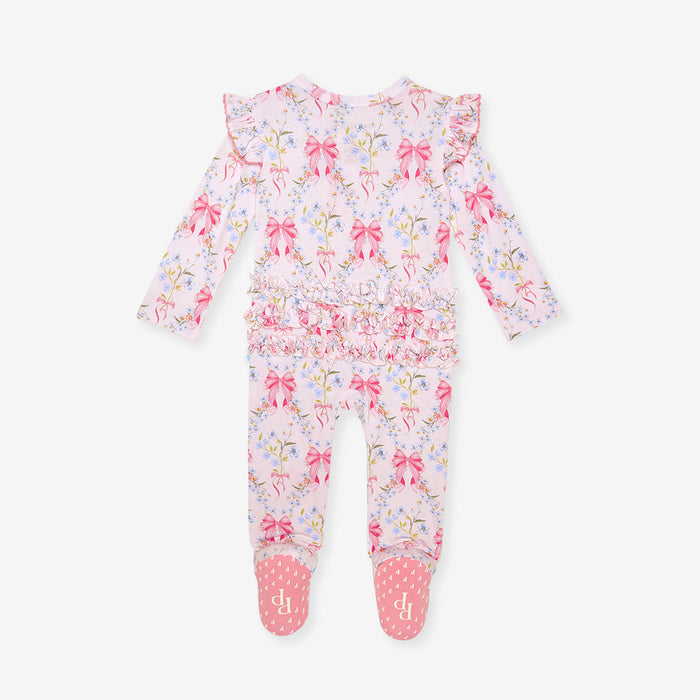 Harriet Picot Footie Ruffled Zippered One Piece