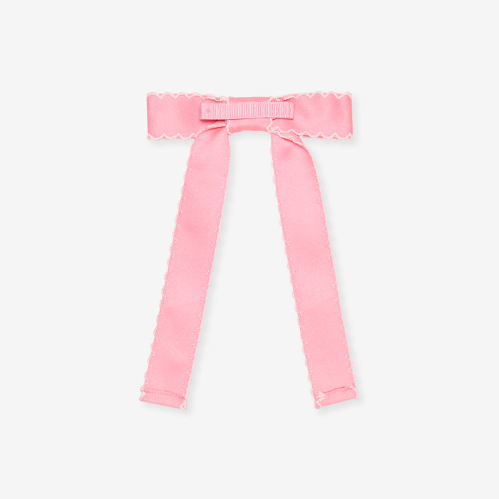 Harriet Pink Scallop Ribbon Bow Clip