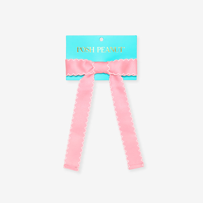 Harriet Pink Scallop Ribbon Bow Clip